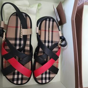 Burberry Black and Red Sandals
